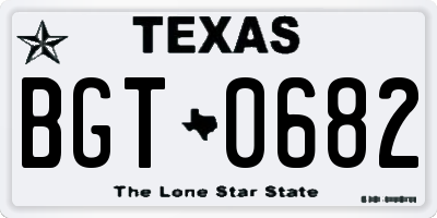 TX license plate BGT0682