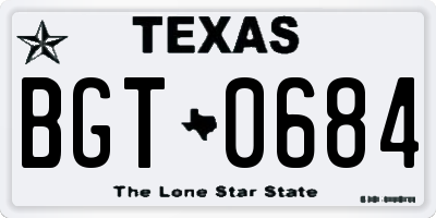 TX license plate BGT0684