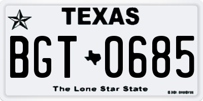 TX license plate BGT0685