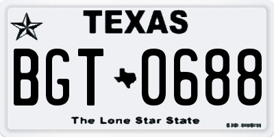 TX license plate BGT0688