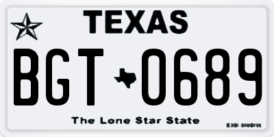 TX license plate BGT0689