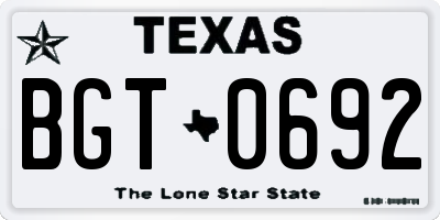 TX license plate BGT0692