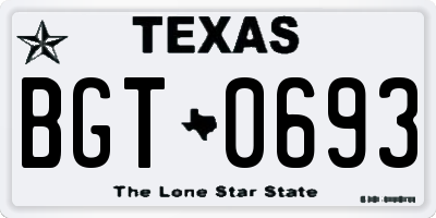 TX license plate BGT0693