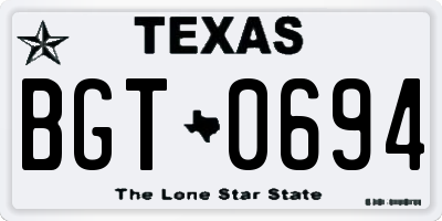 TX license plate BGT0694