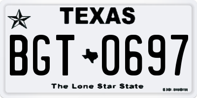 TX license plate BGT0697