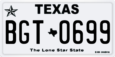 TX license plate BGT0699