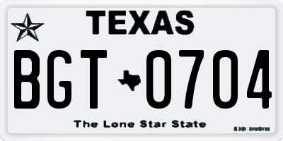 TX license plate BGT0704