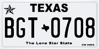 TX license plate BGT0708