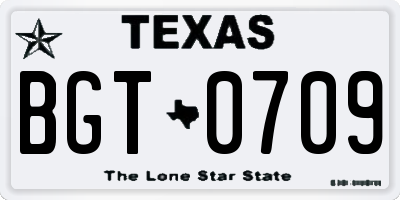 TX license plate BGT0709