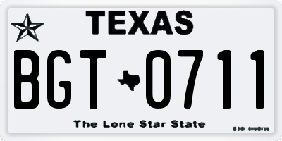TX license plate BGT0711