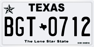 TX license plate BGT0712