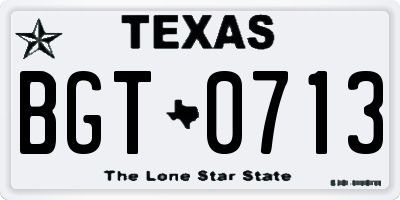 TX license plate BGT0713