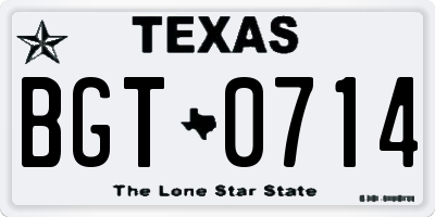 TX license plate BGT0714