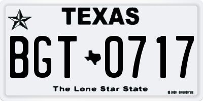 TX license plate BGT0717