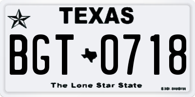 TX license plate BGT0718