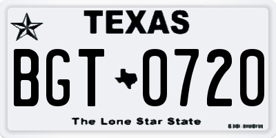 TX license plate BGT0720