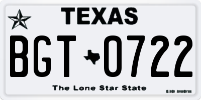 TX license plate BGT0722