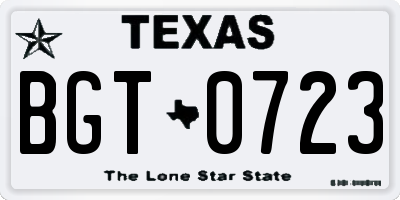 TX license plate BGT0723
