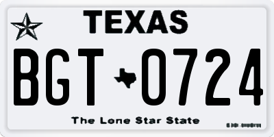 TX license plate BGT0724
