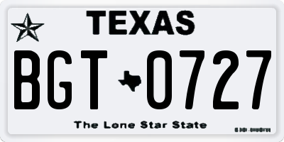 TX license plate BGT0727