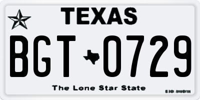 TX license plate BGT0729