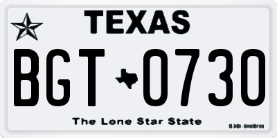 TX license plate BGT0730