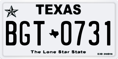 TX license plate BGT0731