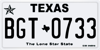 TX license plate BGT0733