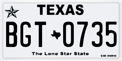 TX license plate BGT0735