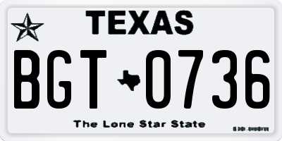 TX license plate BGT0736
