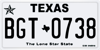TX license plate BGT0738