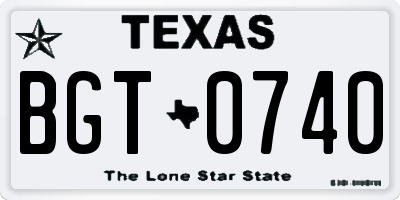 TX license plate BGT0740