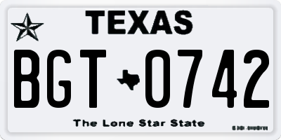 TX license plate BGT0742