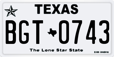 TX license plate BGT0743