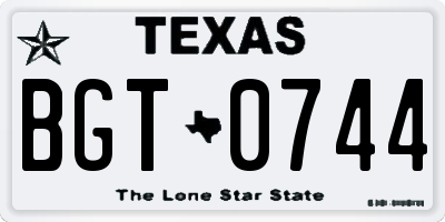 TX license plate BGT0744