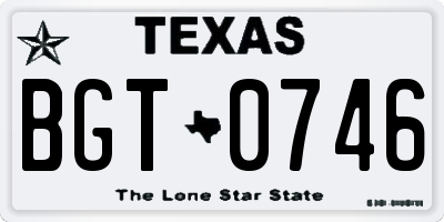 TX license plate BGT0746