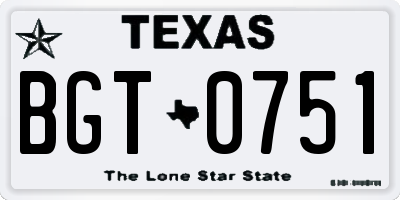 TX license plate BGT0751