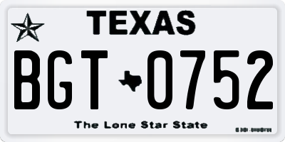 TX license plate BGT0752