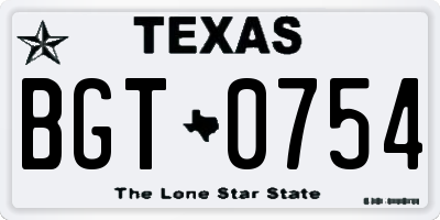 TX license plate BGT0754