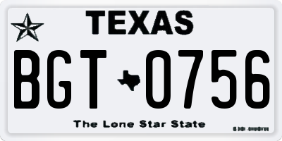 TX license plate BGT0756
