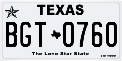 TX license plate BGT0760