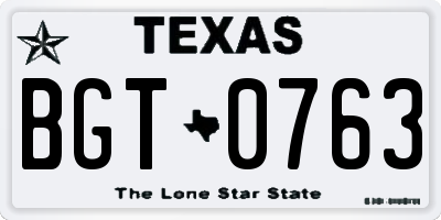 TX license plate BGT0763