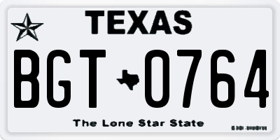 TX license plate BGT0764