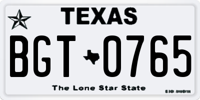 TX license plate BGT0765
