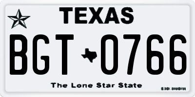 TX license plate BGT0766