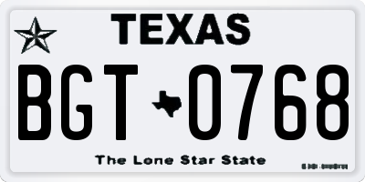 TX license plate BGT0768