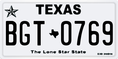 TX license plate BGT0769