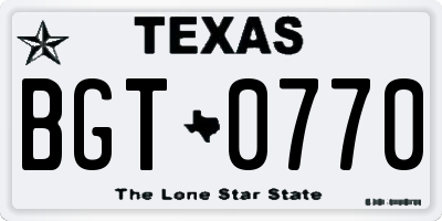 TX license plate BGT0770