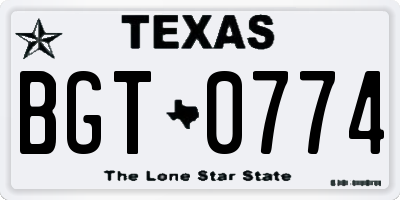 TX license plate BGT0774