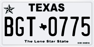 TX license plate BGT0775